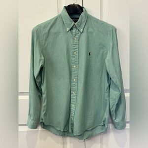 Ralph Lauren Classic Fit Men's 16 32/33 Cotton Green Long Sleeve Button Down